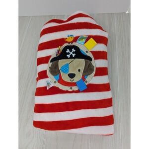 Taggies Pirate puppy dog baby blanket Red white striped 30x40"
